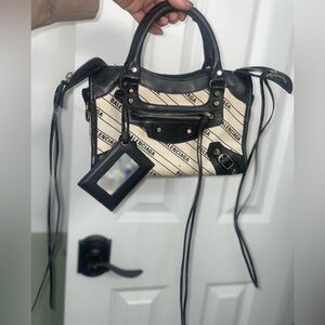 Balenciaga Black and Cream mini city Women's Bag